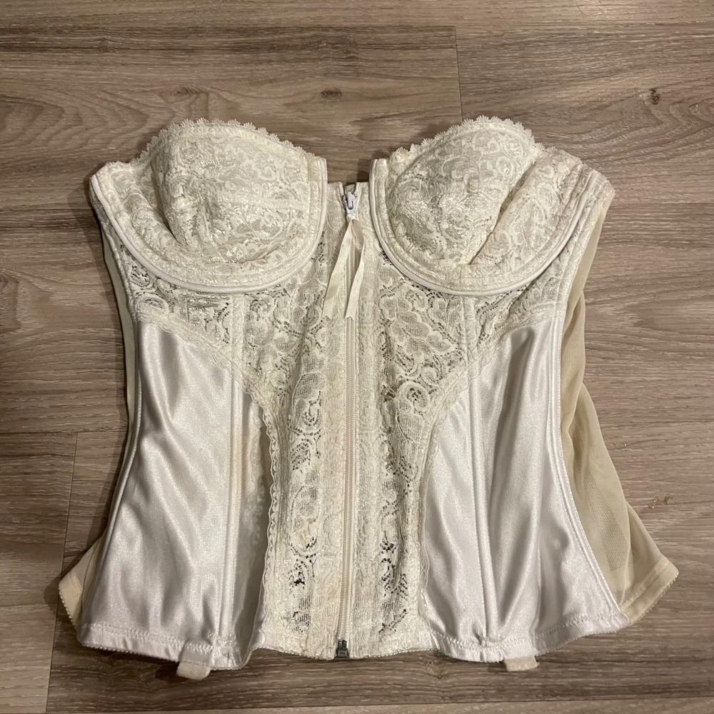 Vintage Fredrick's of Hollywood Corset Top Zipper Clasp Lacey Coquette Lingerie
